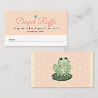Whimsical Blush Frog Baby Shower Diaper Raffle Enclosure Card