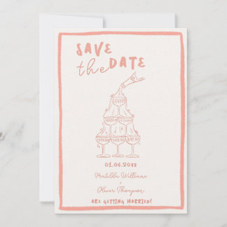 Whimsical Blush Pink Save The Date Invitation