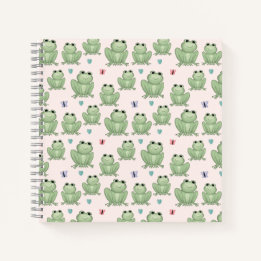 Whimsical Blush Watercolor Frog Kids Notebook