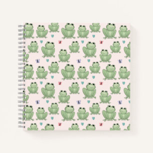 Whimsical Blush Watercolor Frog Kids Notebook