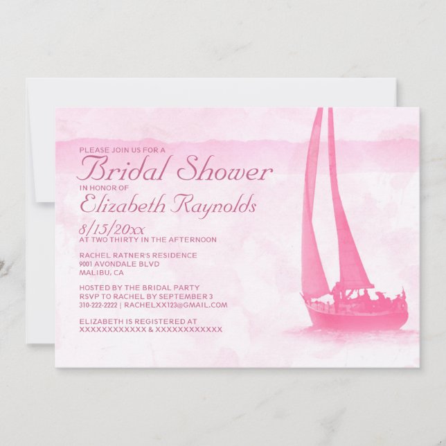 Whimsical Boats Bridal Shower Invitations (Front)