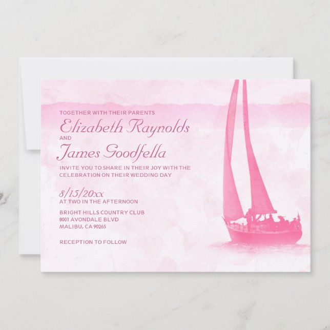 Whimsical Boats Wedding Invitations (Front)