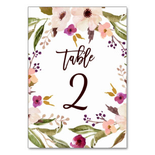Whimsical Bohemian Floral Wreath Table Numbers