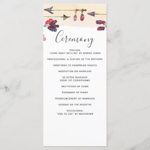 Whimsical Bohemian free spirit wedding programs Programme