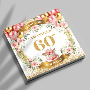 Whimsical Boho 60th Birthday Guest Book Floral Art
