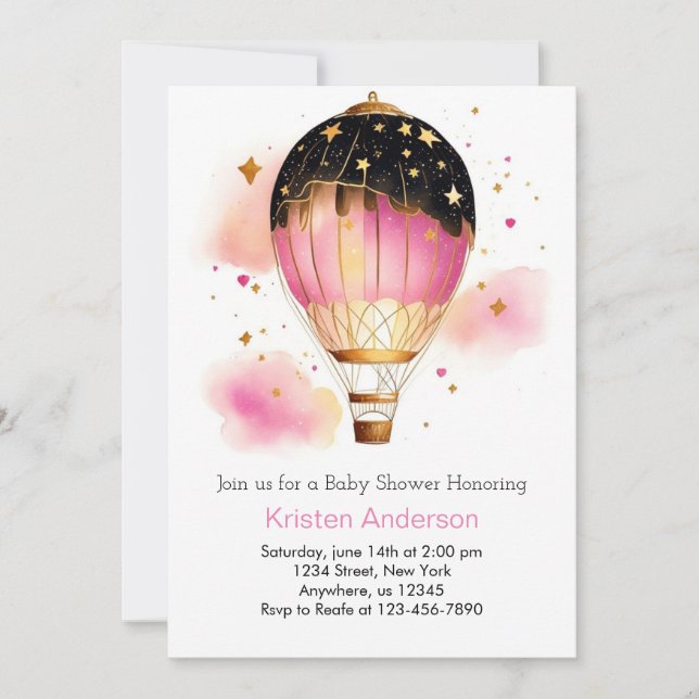 Whimsical Boho Balloon Bliss Girl Baby Shower Invitation (Front)