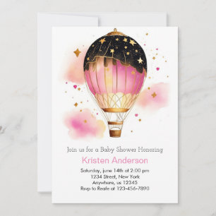 Whimsical Boho Balloon Bliss Girl Baby Shower Invitation
