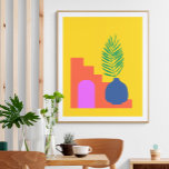 Whimsical Boho Botanical Shapes in Bright Yellow Poster<br><div class="desc">Whimsical Boho Botanical Shapes in Bright Yellow Poster</div>