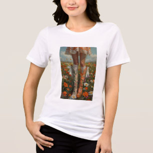Whimsical Boho Cowgirl Unmatched Orange Boots  Tri-Blend Shirt