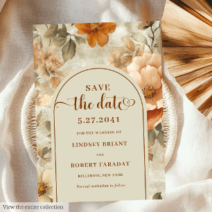 Whimsical Boho Earthy Ivory Olive Save The Date Invitation