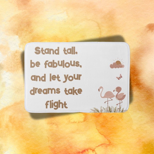 Whimsical Boho Flamingo Monogrammed | Bath Mat (Creator Uploaded)