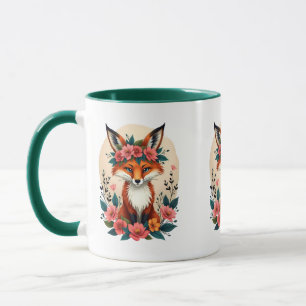 Whimsical Boho Fox with Floral Crown Woodland Art Mug
