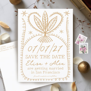 Whimsical Boho Frame Elegant SAVE THE DATE CUSTOM Invitation Postcard