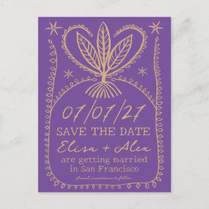 Whimsical Boho Frame Elegant SAVE THE DATE CUSTOM Invitation Postcard