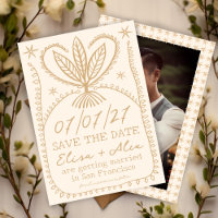 Whimsical Boho Frame SAVE THE DATE CUSTOM PHOTO