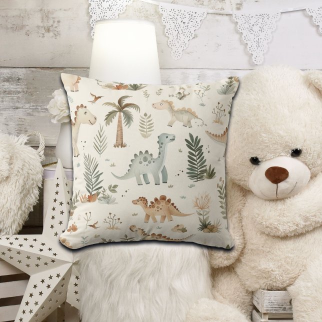 Whimsical Boho Jungle Dinosaur Pattern Cushion (Creator Uploaded)