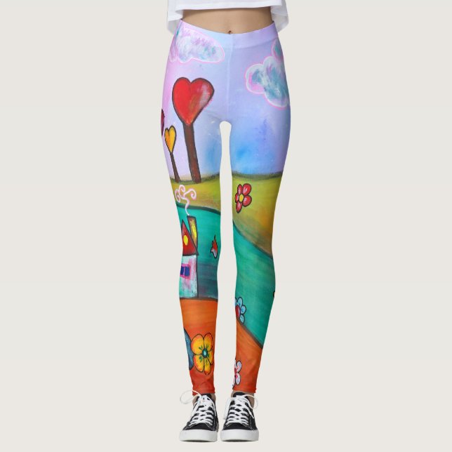 Whimsical Boho Magic colourful Fun Art Fairy Leggings (Front)