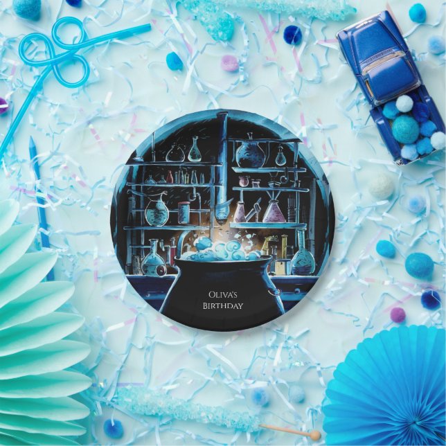 Whimsical Boho Magic Scientist Birthday Paper Plate (Party)