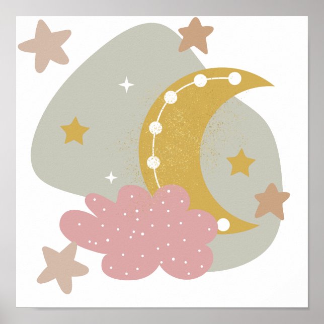 Whimsical boho moon scene, poster (Front)