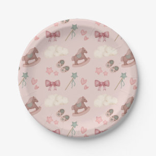 Whimsical Boho Nursery Bassinet Dreams Horse Paper Plate