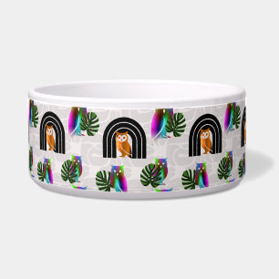 Whimsical Boho Owl & Tropical Monstera Leaf