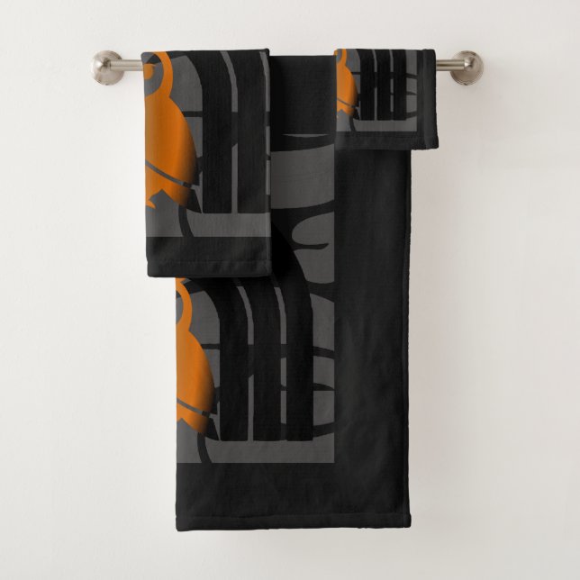 Whimsical Boho Owl & Tropical Monstera Leaf Bath Towel Set (Insitu)