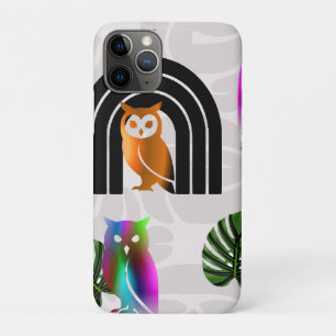 Whimsical Boho Owl & Tropical Monstera Leaf Case-Mate iPhone Case