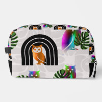 Whimsical Boho Owl & Tropical Monstera Leaf