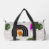 Whimsical Boho Owl & Tropical Monstera Leaf