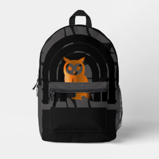 Whimsical Boho Owl & Tropical Monstera Leaf Printed Backpack