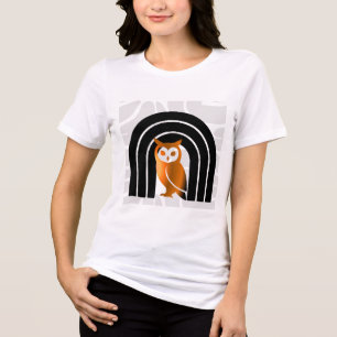 Whimsical Boho Owl & Tropical Monstera Leaf Tri-Blend Shirt