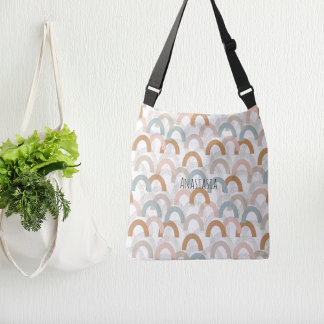 Whimsical boho pastel rainbow pattern cross-body crossbody bag