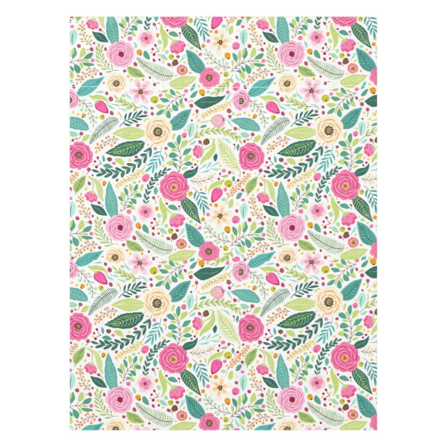 Whimsical boho Pink rose garden  Tablecloth (Front)