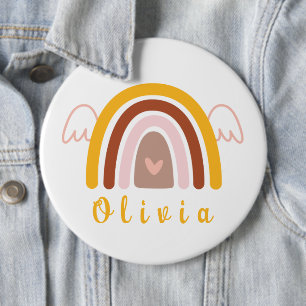 Whimsical Boho Rainbow with a Personalised Name 6 Cm Round Badge