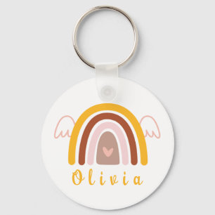 Whimsical Boho Rainbow with a Personalised Name  Key Ring