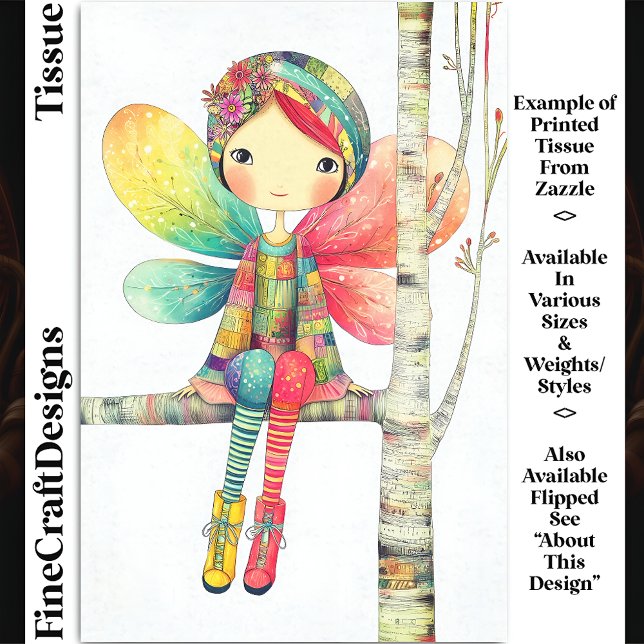 Whimsical Boho Red Haired Fairy DH1LF Decoupage Tissue Paper (Creator Uploaded)