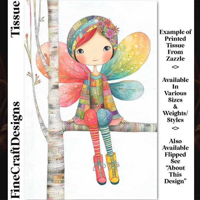 Whimsical Boho Red Haired Fairy DH1R Decoupage Tissue Paper (Creator Uploaded)