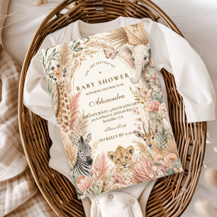 Whimsical Boho Safari Girl Baby Shower Invitation