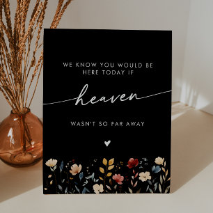 Whimsical Boho Wildflower Heaven Wedding Memorial Pedestal Sign