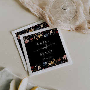 Whimsical Boho Wildflower Monogram Wedding Napkins