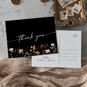 Whimsical Boho Wildflower Wedding Thank You Postcard