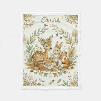 Whimsical Boho Woodland Fleece Blanket