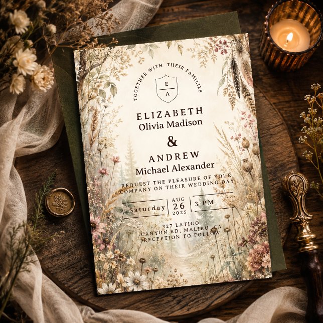 Whimsical Boho Woodland Wedding Invitation (Creator Uploaded)