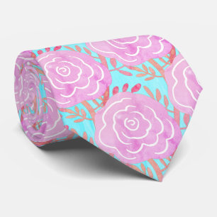 Whimsical Bold Colourful Roses Tie