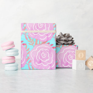 Whimsical Bold Colourful Roses Wrapping Paper