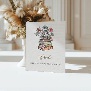 Whimsical Book Theme Baby Shower Drinks Table Pedestal Sign