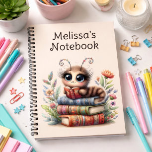 Whimsical Bookworm Spiral Notebook