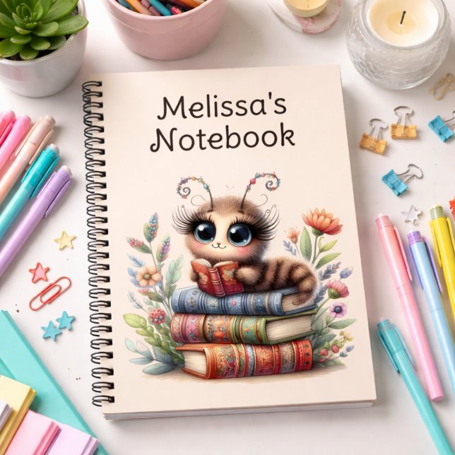 Whimsical Bookworm Spiral Notebook (Creator Uploaded)