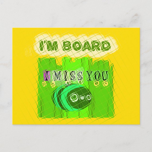 Whimsical Bored but Thinking of You Postcard (Front)