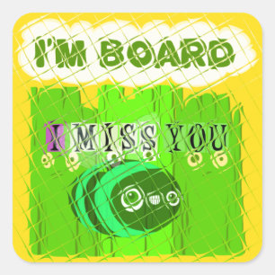 Whimsical Bored but Thinking of You Square Sticker
